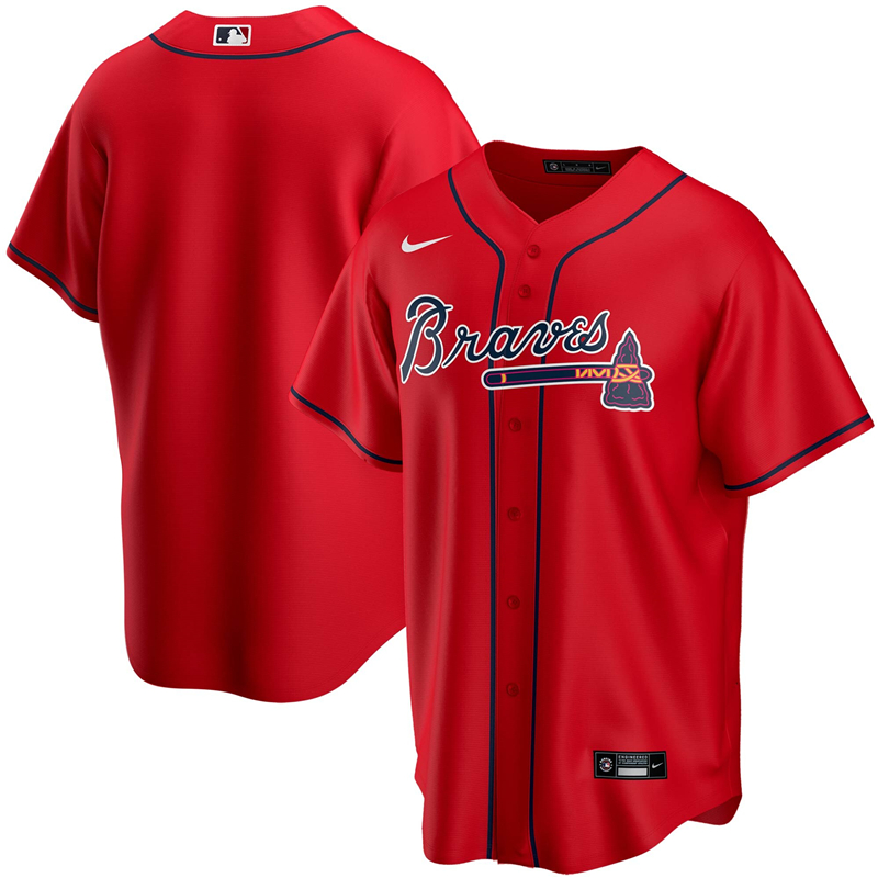 2020 MLB Men Atlanta Braves Nike Red Alternate 2020 Replica Team Jersey 1->customized mlb jersey->Custom Jersey